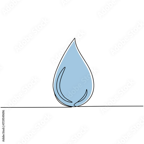 Simple blue water droplet illustration with outline design  