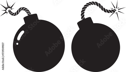 Two cartoon bomb silhouettes with burning fuses