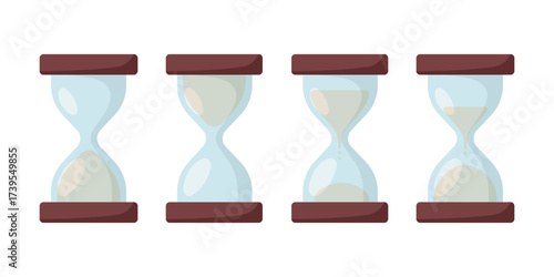Hourglass set. Collection of sand timers. Minimalist and clean design, isolated on white background. Suitable for infographics, time management concepts, productivity visuals, educational materials.
