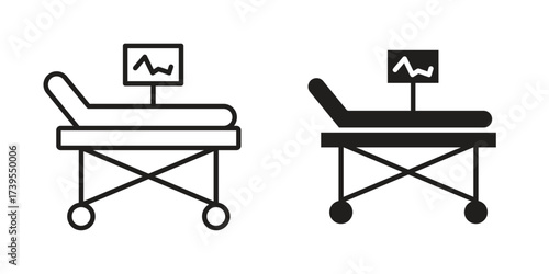 Hospital bed icon outline illustration sign