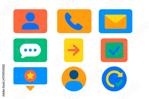 Modern Form Icons. Flat vector icons of icons for digital forms: contact name field, phone number input, email text box, message