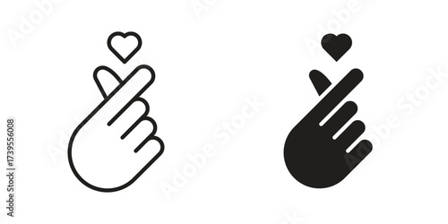 korean heart icon outline illustration sign