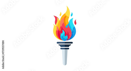 Stylized flame torch illuminating path representing passion and inspiration vector illustration