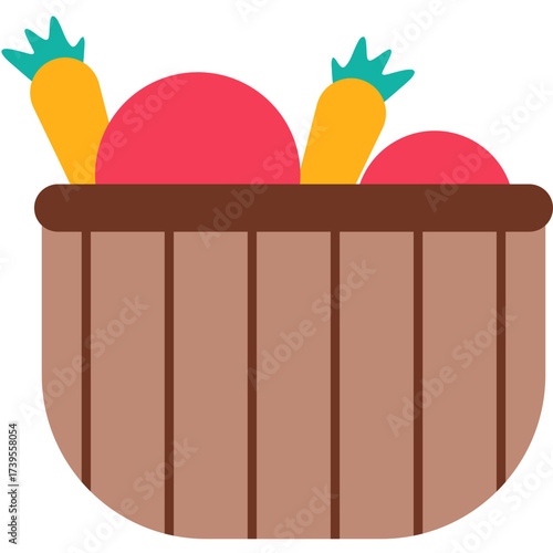 Flat Design Rustic Bale of Hay Isolated Illustration Element