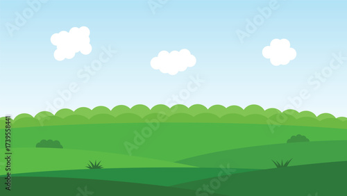 cartoon green field background. landscape background scene