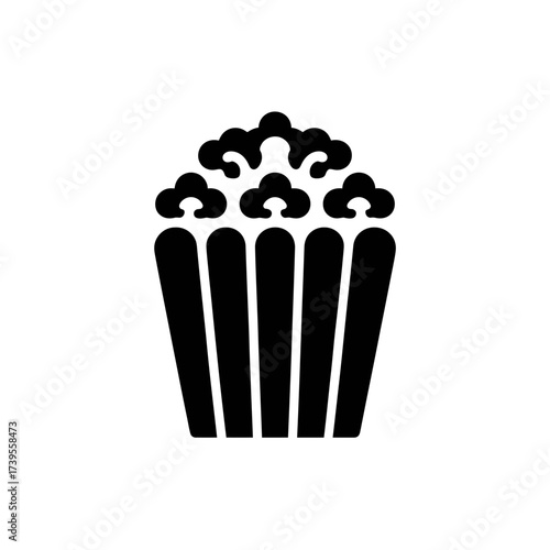 Vector art of popcorn in a striped bucket, vector silhouette