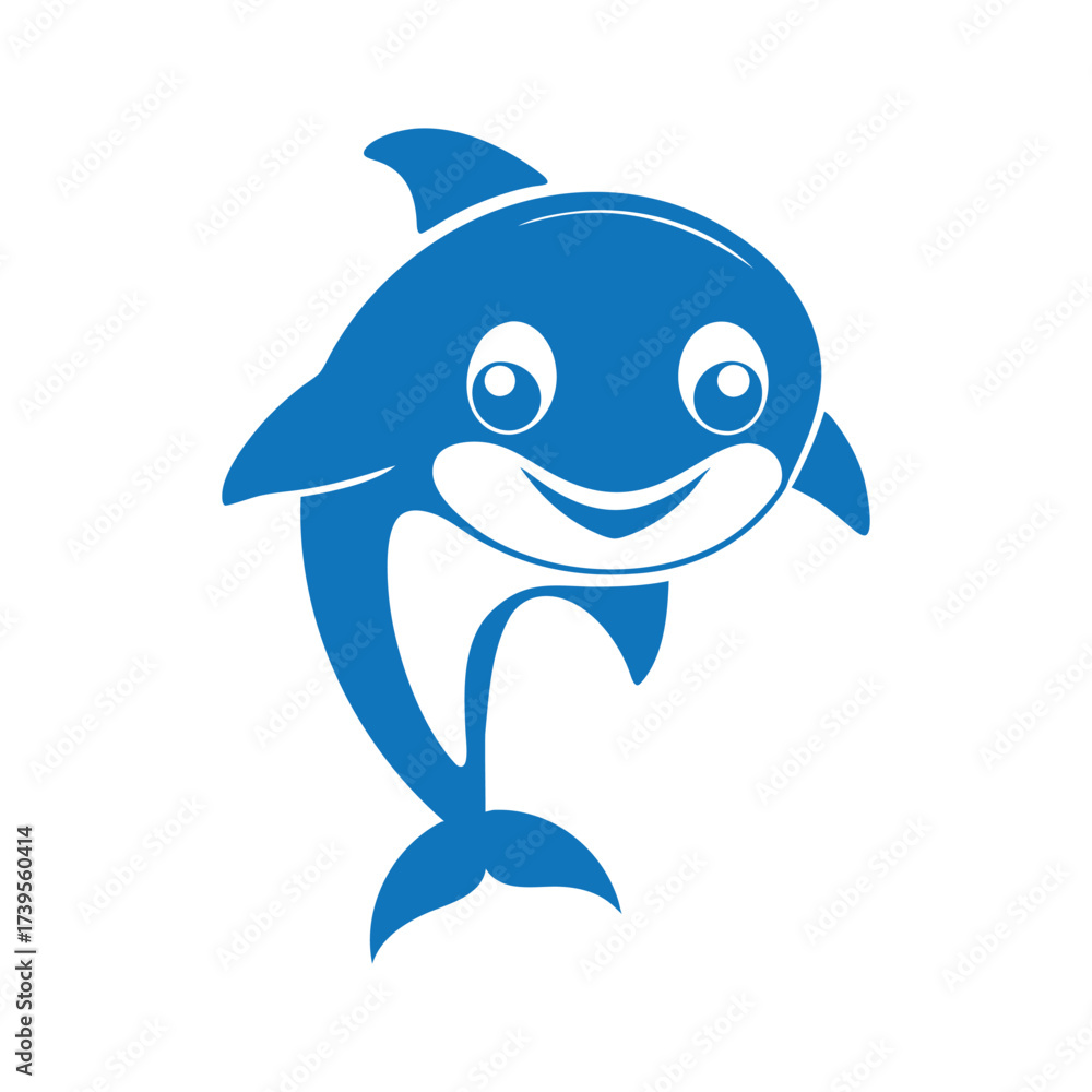 Obraz premium Stylized Blue Dolphin Logo Design