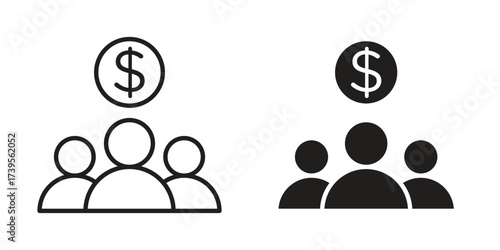 Mutual funds icon outline illustration sign
