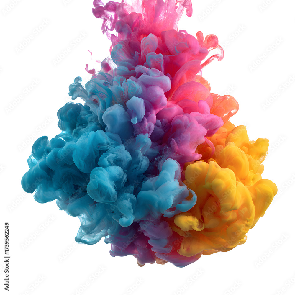 Obraz premium Vibrant Abstract Ink Clouds Design on White Background