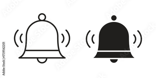 Notification bell icon outline illustration sign