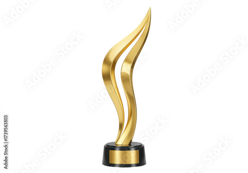 Fotografía Golden trophy award isolated on transparent background, elegant prize for achiev