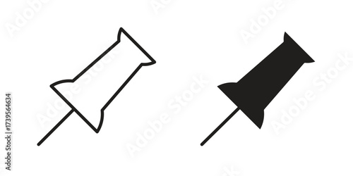 Push pin icon outline illustration sign