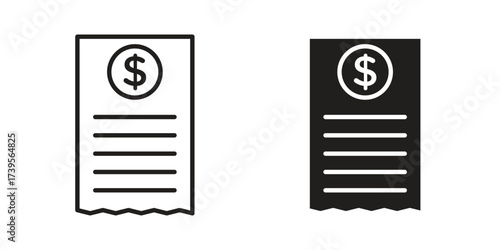 Receipt icon outline illustration sign