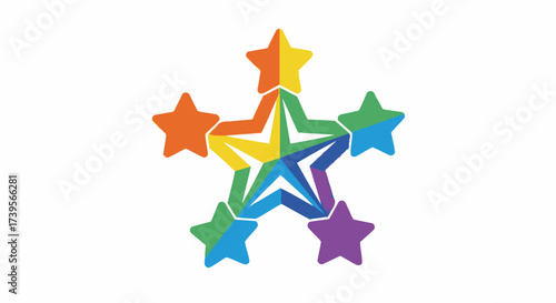 A mesmerizing rainbow-colored starburst design emitting joy and boundless positivity, creating a
