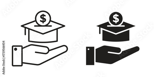 Scholarship fund icon outline illustration sign