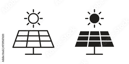 Solar panel icon outline illustration sign