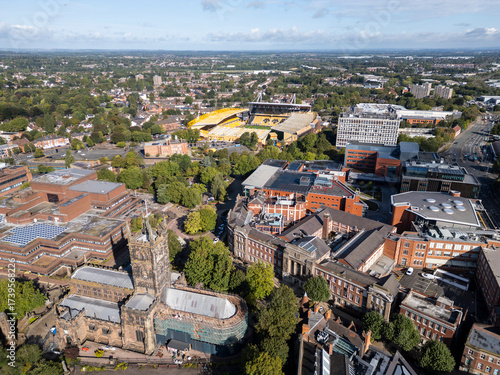 Fotografie Overall view of downtown Wolverhampton city centre in the West Midlands, England