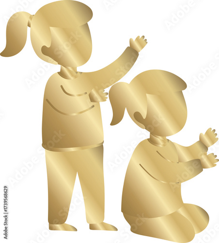 Golden Two Children Playing