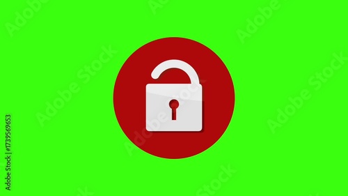 Unlocking Digital Security - Animated Padlock Icon on Green Screen.