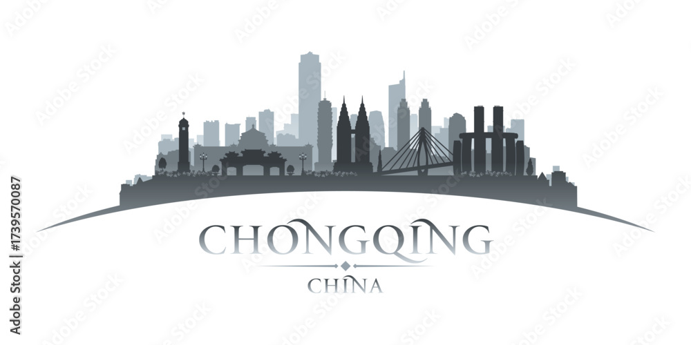 Naklejka premium Chongqing China city skyline silhouette