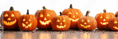 Halloween pumpkins on a white background. Generative AI