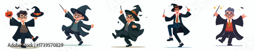 vector man in magician costume halloween party