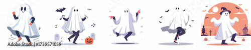 vector man halloween party ghost costume