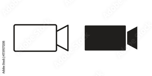 Video call icon outline illustration sign