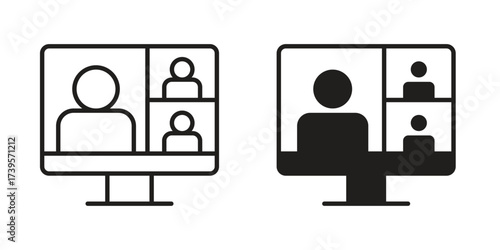 Video chat icon outline illustration sign