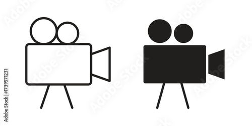 Video icon outline illustration sign