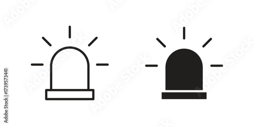 Ambulance siren icon flat black and white logo