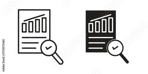 Analytics report icon flat black and white logo
