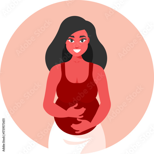 Pregnant Young Mother Vector Illustration