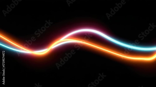 A striking representation of light waves moving gracefully against a dark background, symbolizing energy flow and connectivity in a visually appealing and contemporary style.