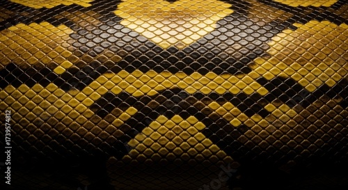 Python Skin Pattern Striking Yellow and Black Scale Texture Background