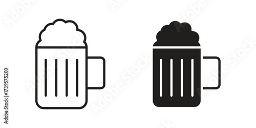 Beer mug icon flat black and white logo