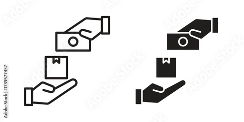 Cash on delivery icon flat black and white logo