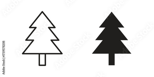 Christmas tree icon flat black and white logo