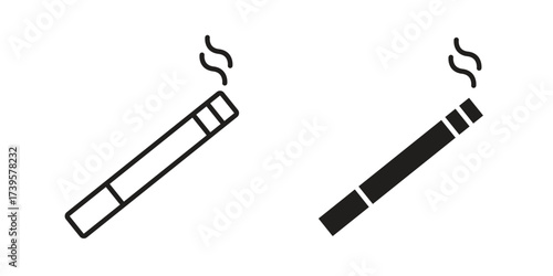 Cigarette icon flat black and white logo