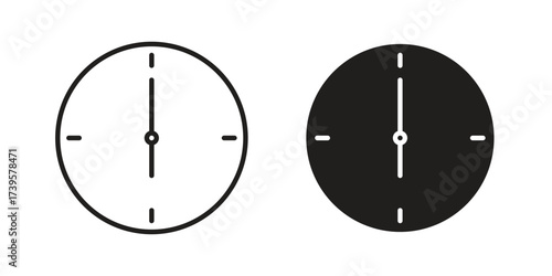 Clock icon flat black and white logo