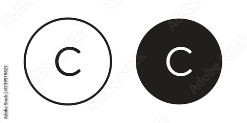 Copyright icon flat black and white logo