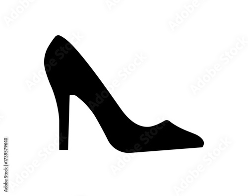 classic simple high heels stiletto shoe silhouette symbol vector isolated on transparent background