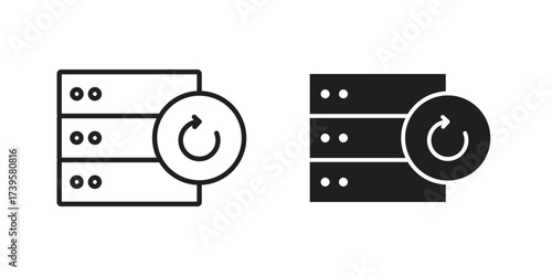 Data backup icon flat black and white logo