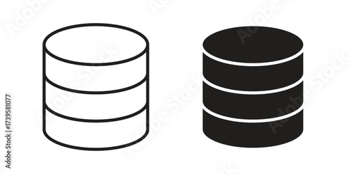 Database icon flat black and white logo