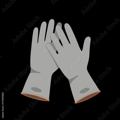 A pair of grey industrial safety gloves illustration.