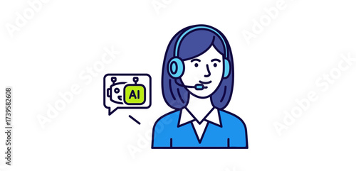 ai customer service woman wearing headset assisting customers with ai chatbot illustrating modern support solutions for blog and tech industry