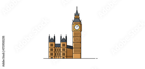 Big Ben illustration a digital artwork of Londons iconic clock tower showcasing architectural detail for tourism and travel themes city skyline use