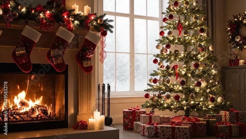 Cozy fireplace at home