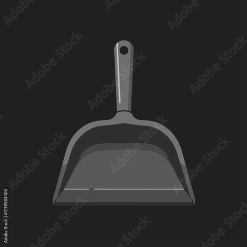 Simple gray plastic dustpan for household cleaning chores.