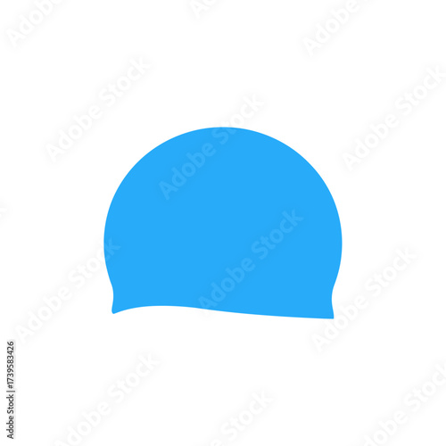 Simple light blue silicone swimming cap isolated on white.